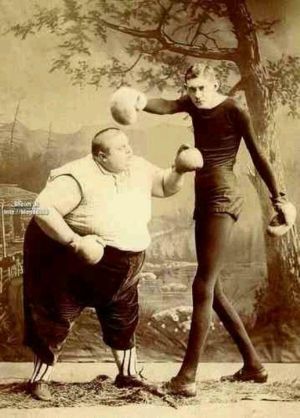 Fat short man vs tall thin man