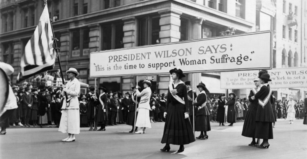 Suffragette parade during Wilson administration.